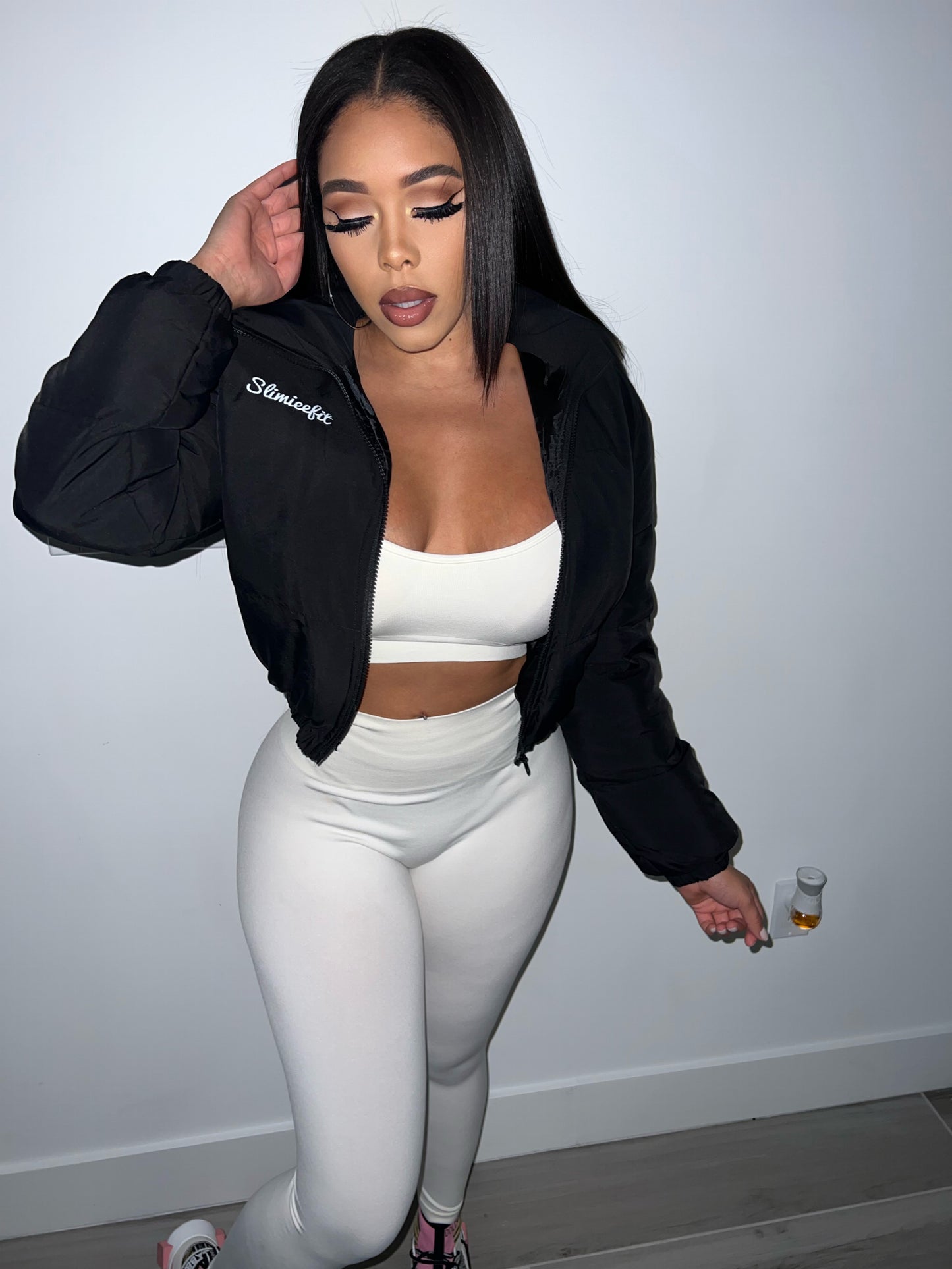 Crop Blubble Jacket Black