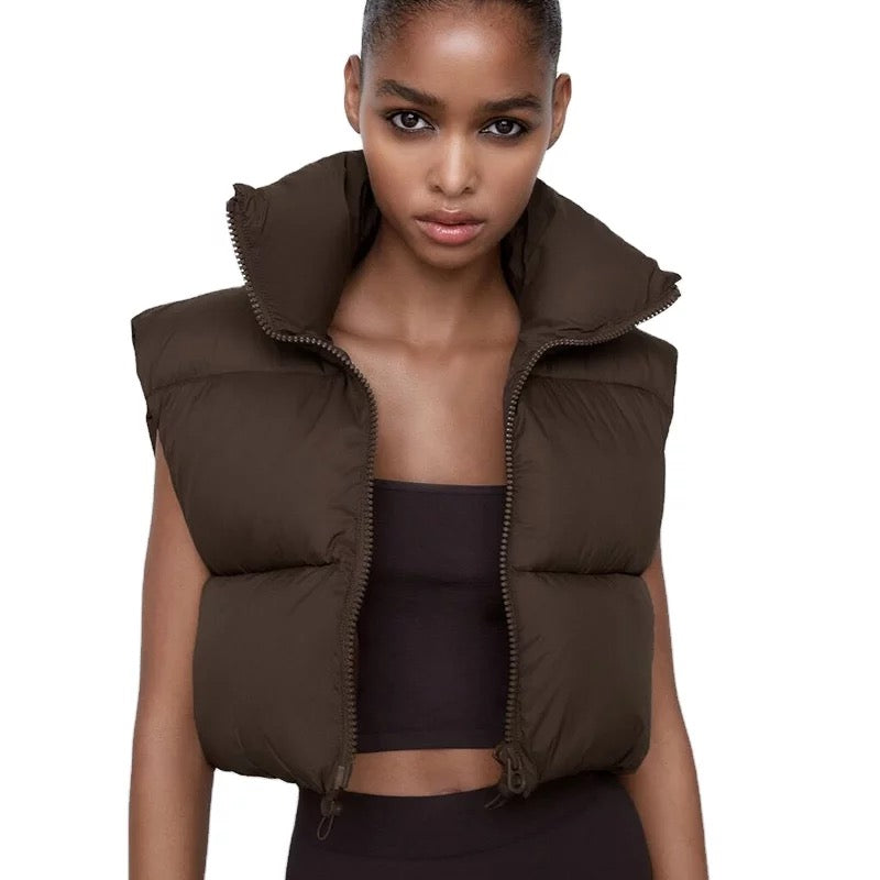 Pull&Bear cropped vest in brown - part of a set