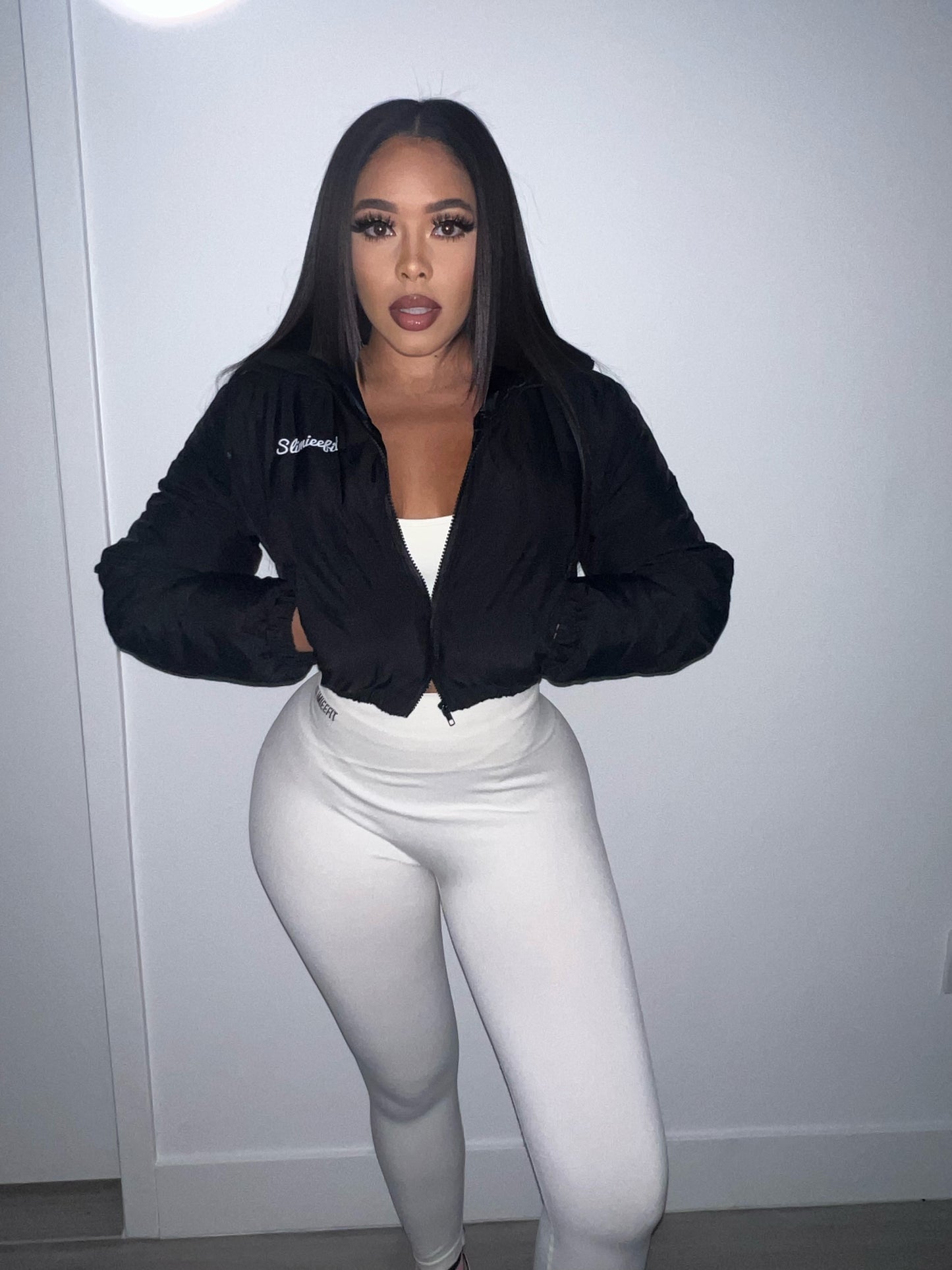 Crop Blubble Jacket Black