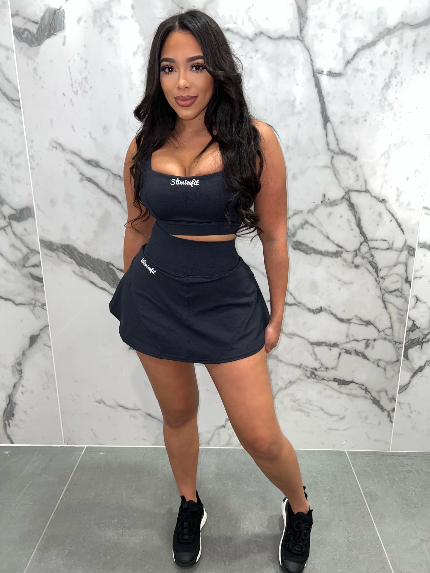 Tennis Skirt Set Black/Grey🏓