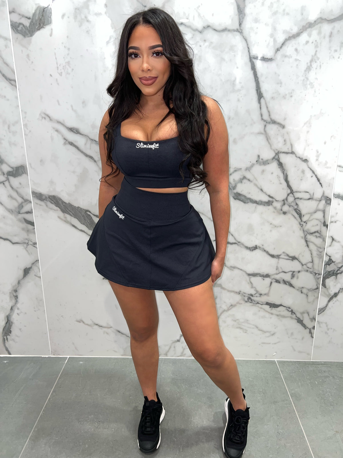 Tennis Skirt Set Black/Grey🏓