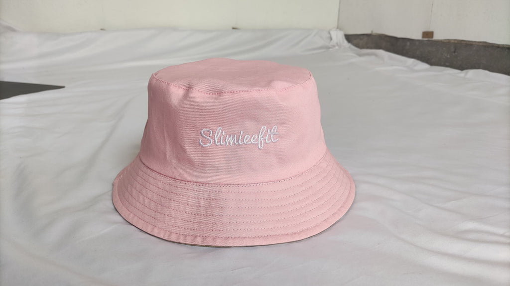 Reversible Bucket Hat Pink & Nude Script Logo